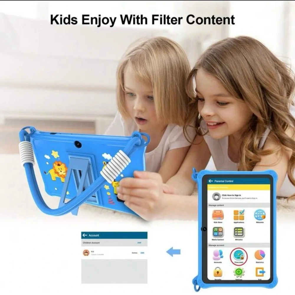 Kids Blue Tablet with Protective Case